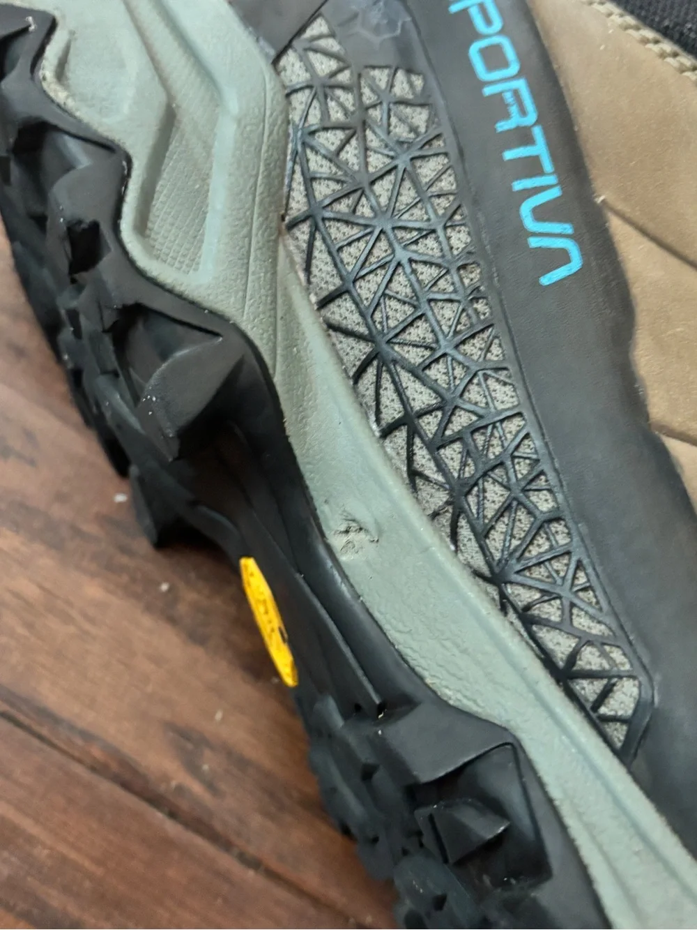 La Sportiva Women's Tan and Light Blue Lace-Up Waterproof Gore-Tex Hiking Boots